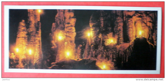 Tsalkhtubo cave - speleologist - stalagmites - Caves of ancient Colchis - Kutaisi - 1988 - USSR Georgia - unused - JH Postcards