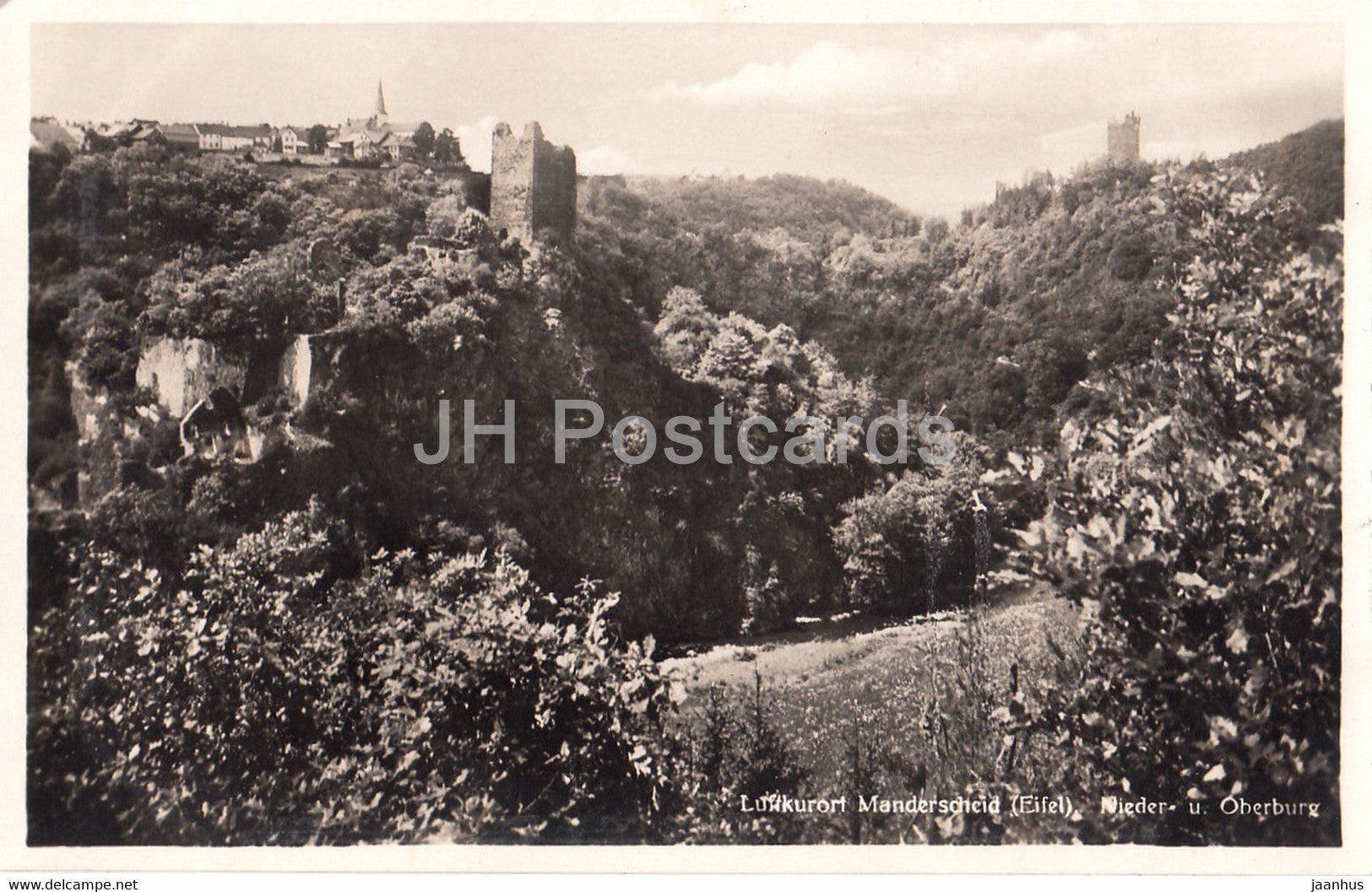 Luftkurort Manderscheid - Eifel - Nieder u Oberburg - 6711 - old postcard - Germany - unused - JH Postcards