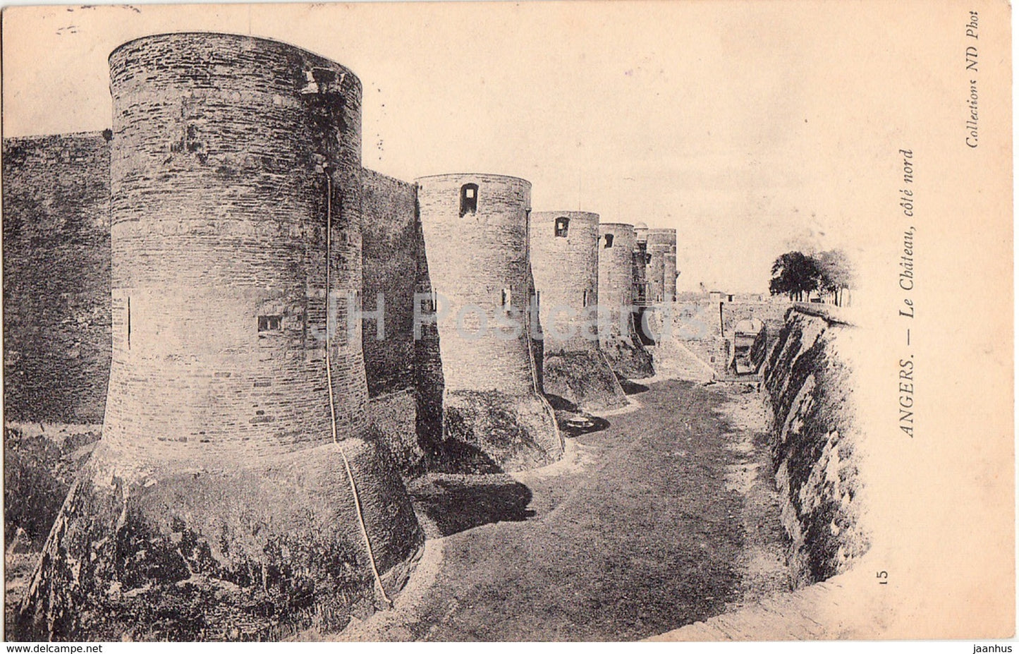 Angers - Le Chateau - Cote Nord - castle - 15 - 1905 - old postcard - France - used - JH Postcards