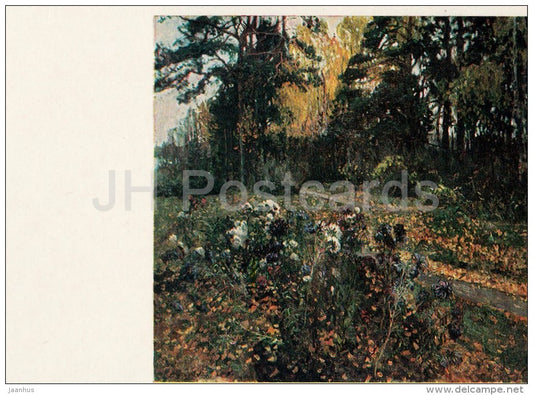 painting by S. Zhukovsky - Last Aster Flowers , 1912 - Russian art - Russia USSR - 1986 - unused - JH Postcards