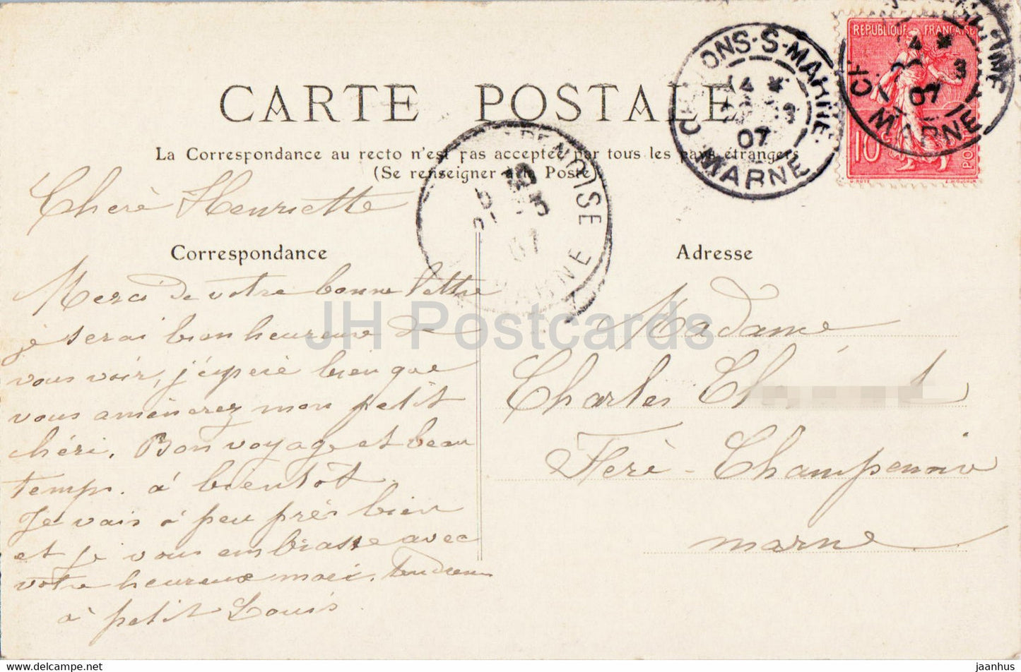 Chalons sur Marne - Monument Gloria Victis - De Mercee - devant la Cathedrale - 81 - old postcard - 1907 - France - used