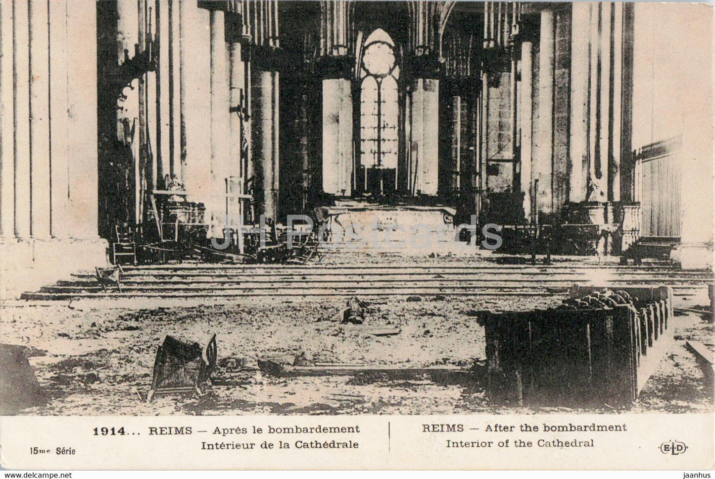 Reims - Apres le bombardement - Interieur de la Cathedrale - 1914 - military - old postcard - France - unused - JH Postcards
