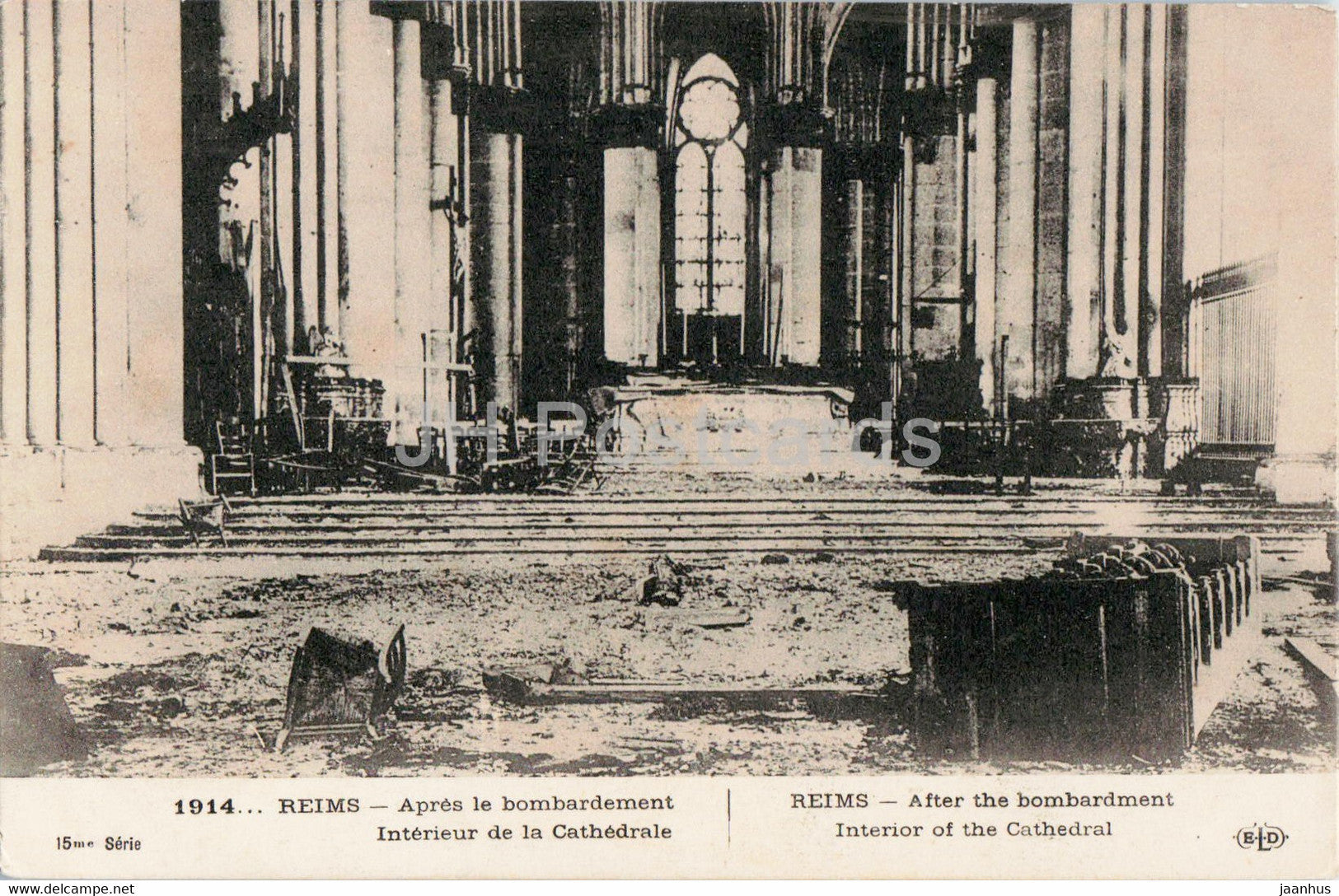 Reims - Apres le bombardement - Interieur de la Cathedrale - 1914 - military - old postcard - France - unused - JH Postcards