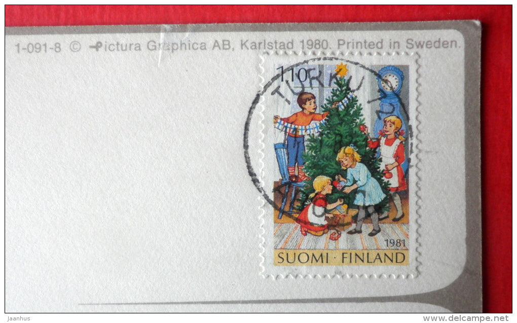 illustration by Marilyn Zapp - Father`s Love - girl - Sweden - sent from Finland Turku to Estonia USSR 1982 - JH Postcards