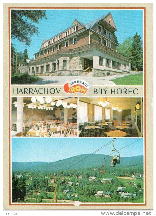Harrachov - Krkonose - convalescent home ROH Bily Horec - cable car - Czechoslovakia - Czech - used - JH Postcards