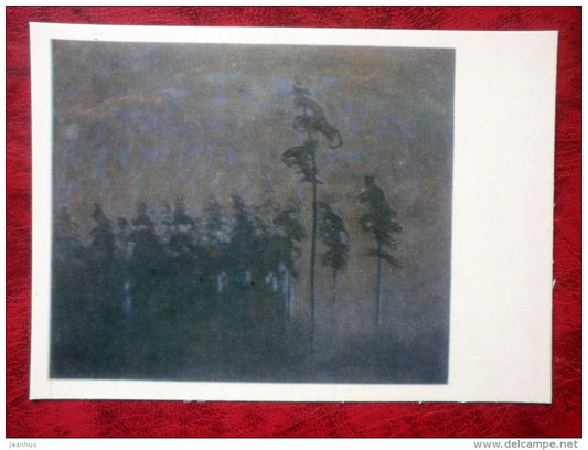 Painting by Lithuanian composer M. K. Ciurlionis - The Forest - lithuanian art - 1976 - unused - JH Postcards