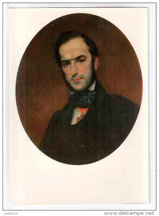 painting by Karl Bryullov - portrait of physician N. F. Sdekauer , 1847 - Russia USSR - unused - JH Postcards