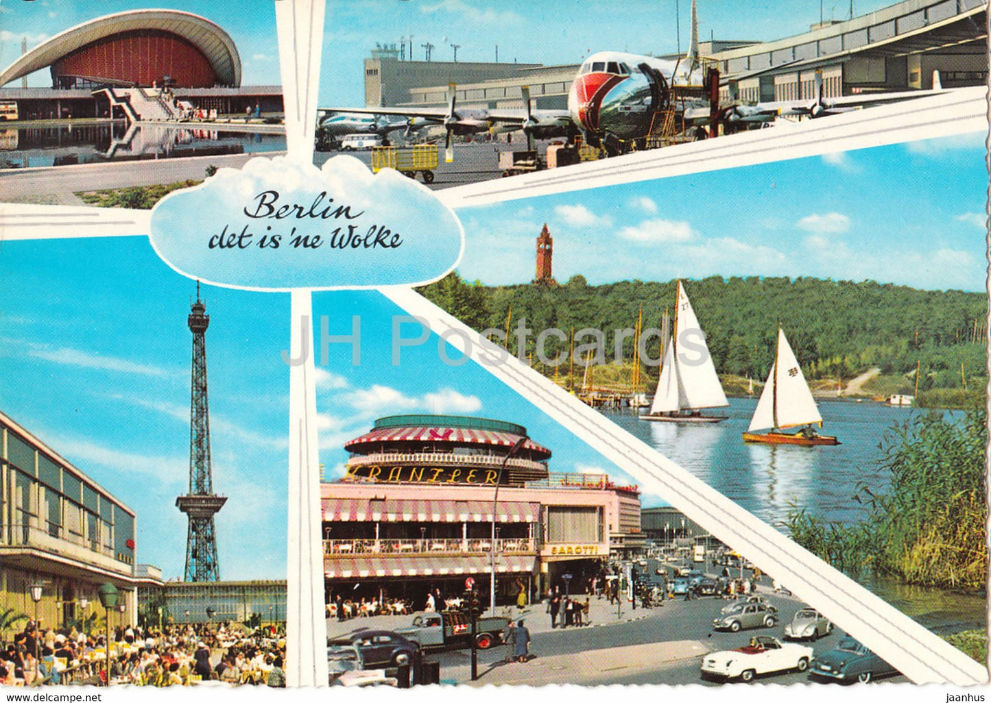 Berlin - det is ne Wolke - airplane - sailing boat - 1991 - Germany - used - JH Postcards