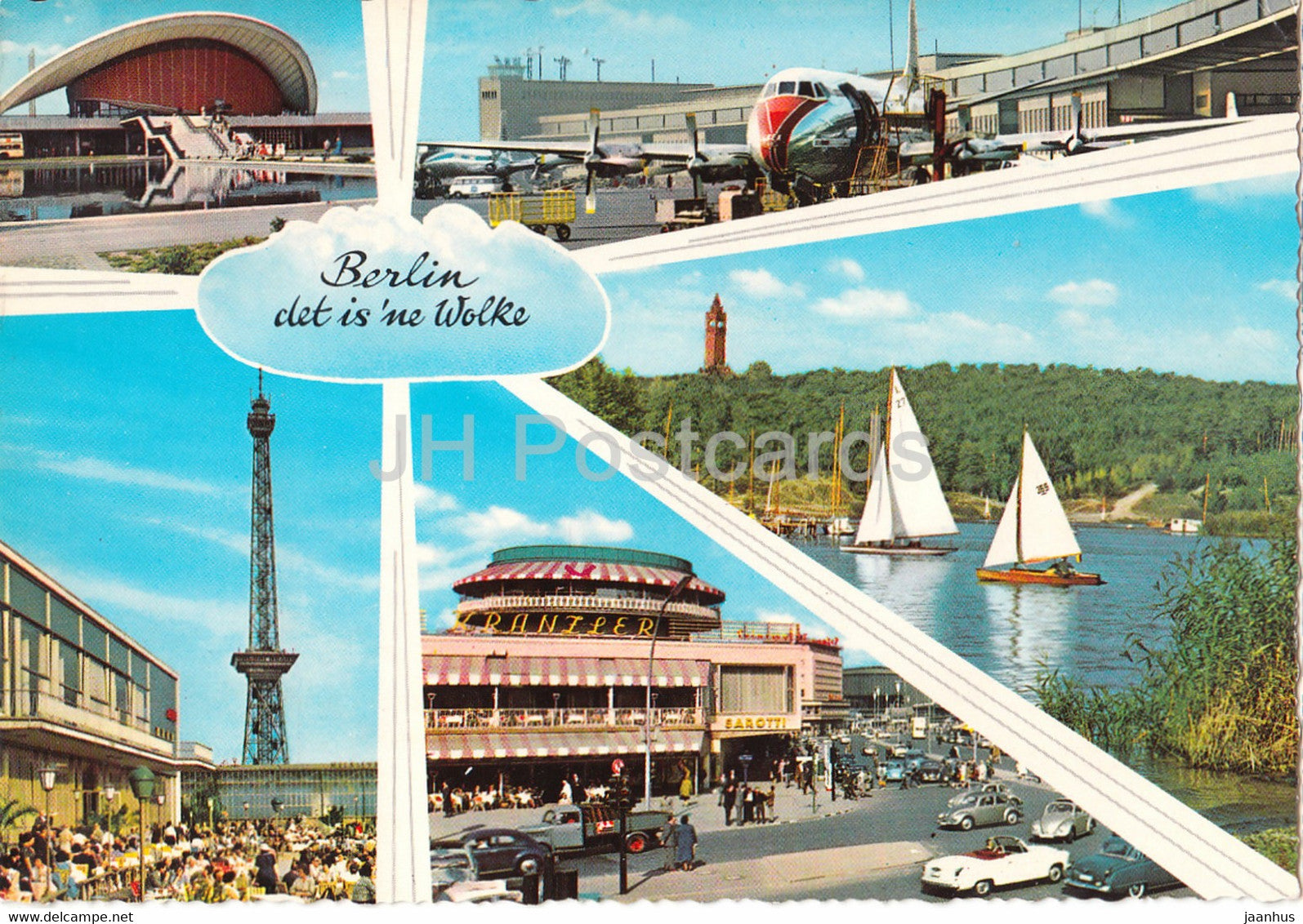 Berlin - det is ne Wolke - airplane - sailing boat - 1991 - Germany - used - JH Postcards