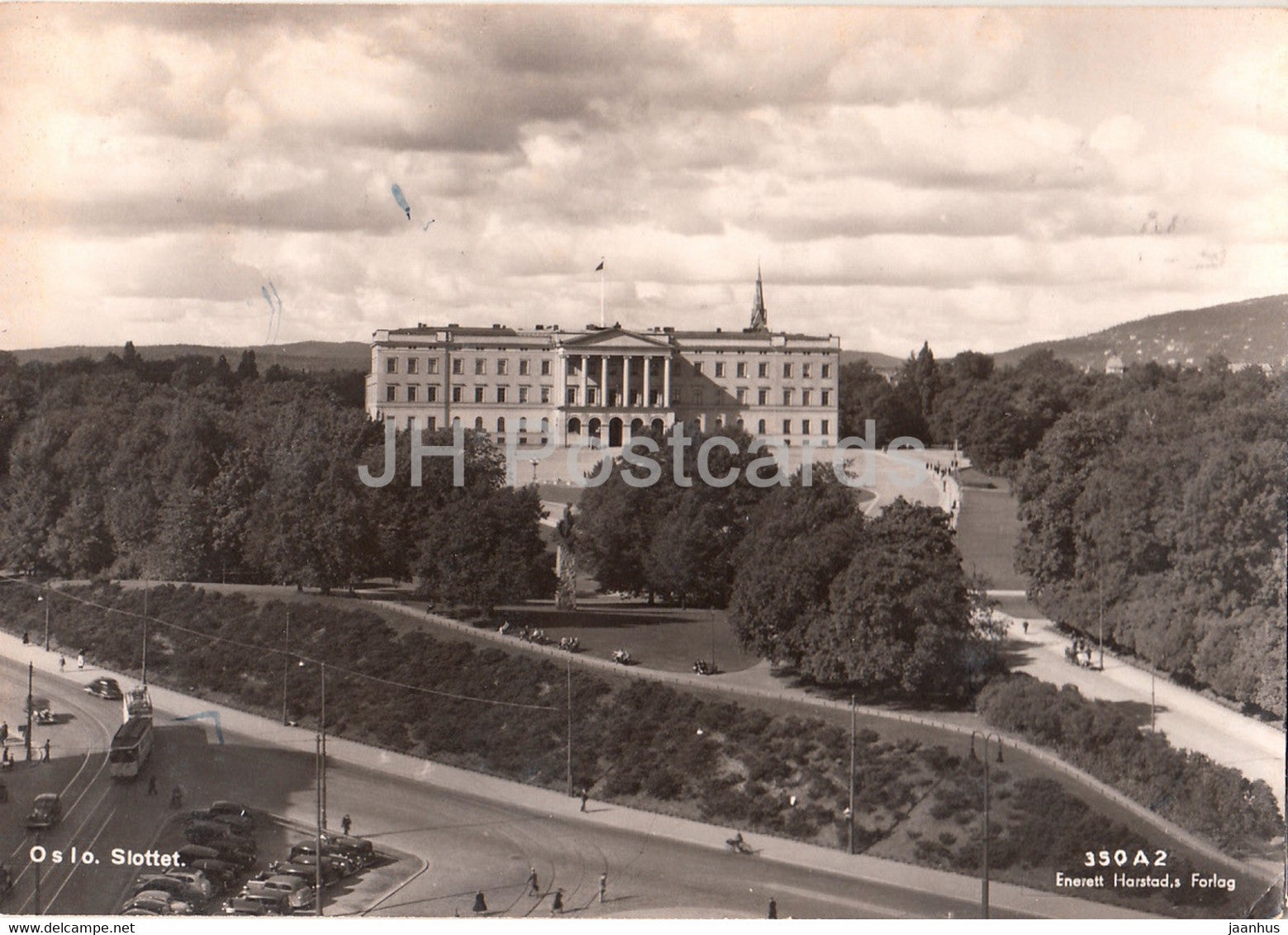 Oslo - Slottet - castle - old postcard - 1950 - Norway - used - JH Postcards
