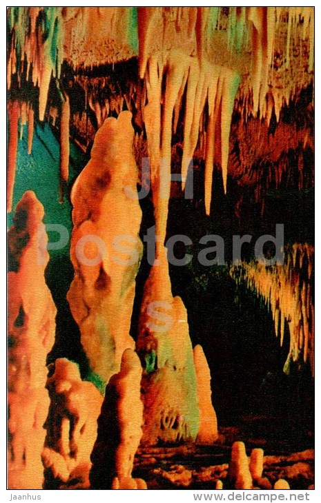 Stalactite - Stalacmite - New Athos Cave - Novyi Afon - Abkhazia - 1978 - Georgia USSR - unused - JH Postcards