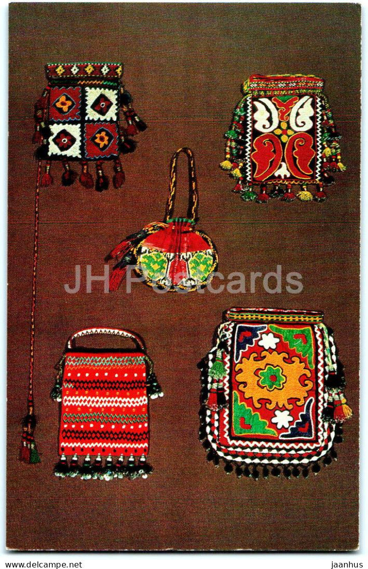 Cojxalta tea bags by O. Khidirova - folk art - Tajik art - Tajikistan art - 1977 - Russia USSR - unused - JH Postcards