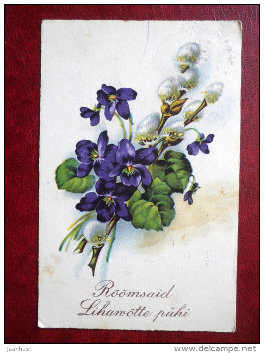 Easter Greeting Card - flowers - HWB SER 1820 - circulated in 1929 - Estonia - used - JH Postcards