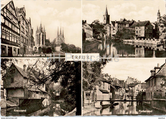 Erfurt - Alte Giebelhauser - Blick zur Altstadt - Kreuzsand - Fischersand - old postcard - 1961 - Germany DDR - used - JH Postcards