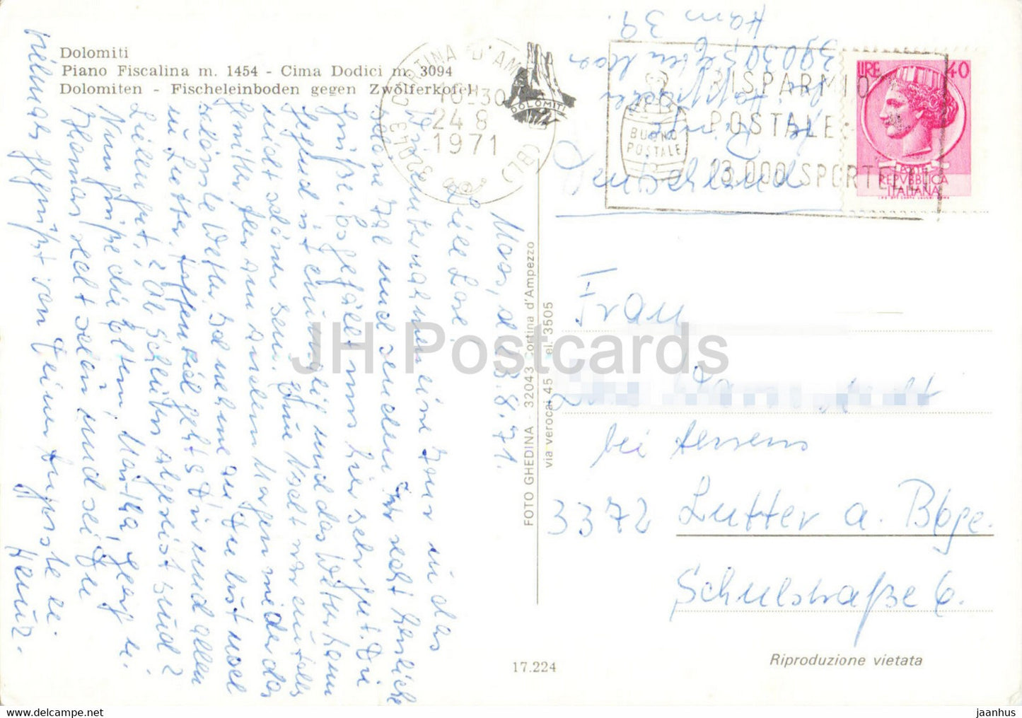 Piano Fiscalina 1454 m - Cima Dodici 3094 m - Fischeleinboden - 17.224 - Italy - unused