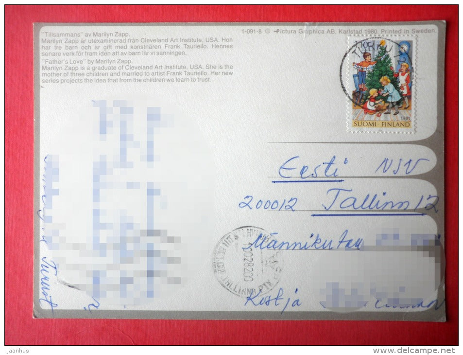 illustration by Marilyn Zapp - Father`s Love - girl - Sweden - sent from Finland Turku to Estonia USSR 1982 - JH Postcards