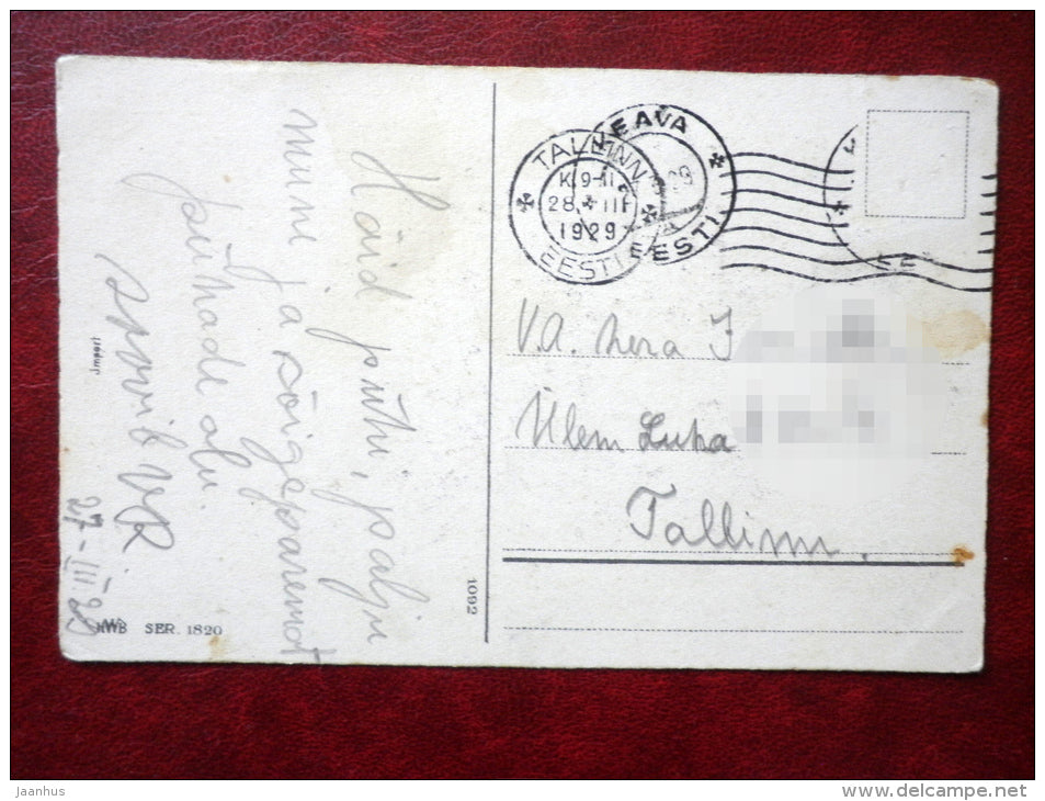 Easter Greeting Card - flowers - HWB SER 1820 - circulated in 1929 - Estonia - used - JH Postcards