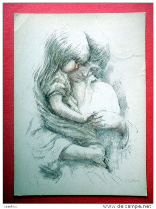illustration by Marilyn Zapp - Father`s Love - girl - Sweden - sent from Finland Turku to Estonia USSR 1982 - JH Postcards