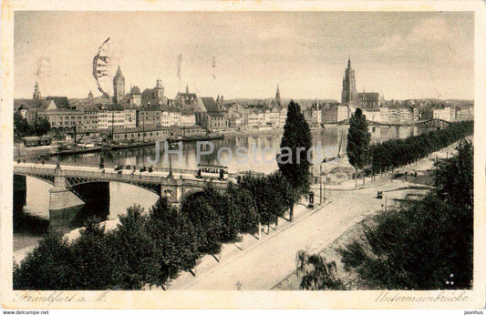 Frankfurt a Main - Untermainbrucke - bridge - tram - old postcard - 1927 - Germany - used - JH Postcards
