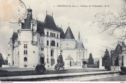 Nouzilly - Chateau de l'Orfraisiere - castle - 2 - old postcard - France - used - JH Postcards
