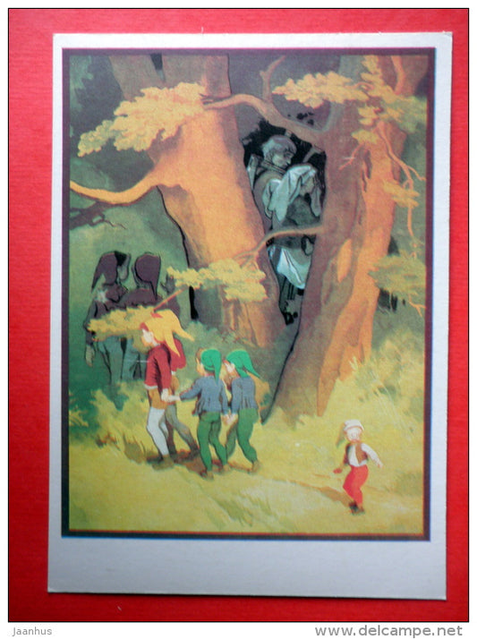 illustration by B. Dehterev - Children in the Wood - Little Tom Thumb by C. Perrault - 1979 - Russia USSR - unused - JH Postcards