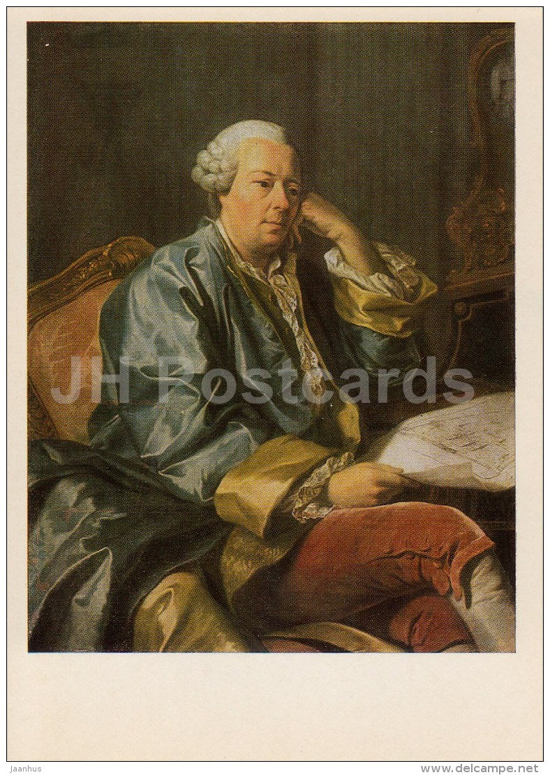 painting by A. Roslin - Portrait of Betsky , 1770s - man - Russian art - 1984 - Russia USSR - unused - JH Postcards