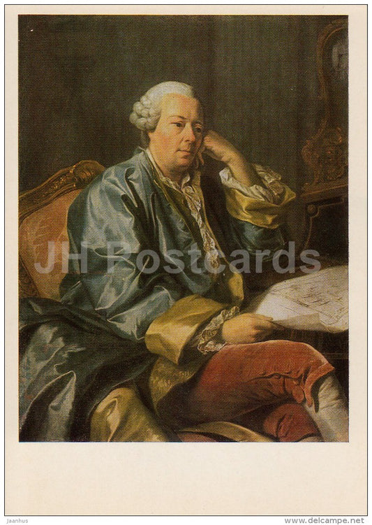 painting by A. Roslin - Portrait of Betsky , 1770s - man - Russian art - 1984 - Russia USSR - unused - JH Postcards