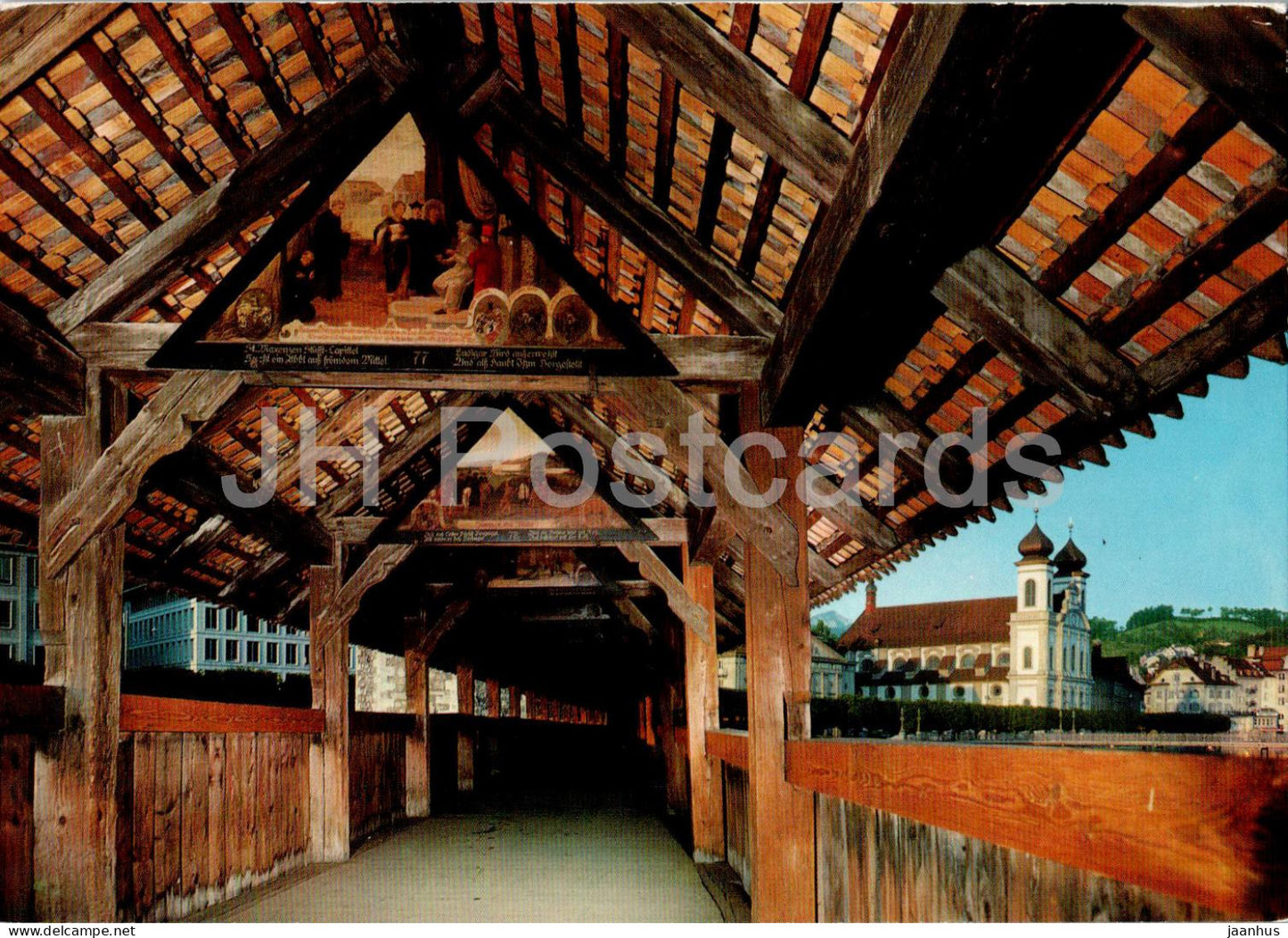 Luzern - Lucerne - Kapellbrucke mit Jesuitenkirche - bridge - 587 - Switzerland - unused - JH Postcards