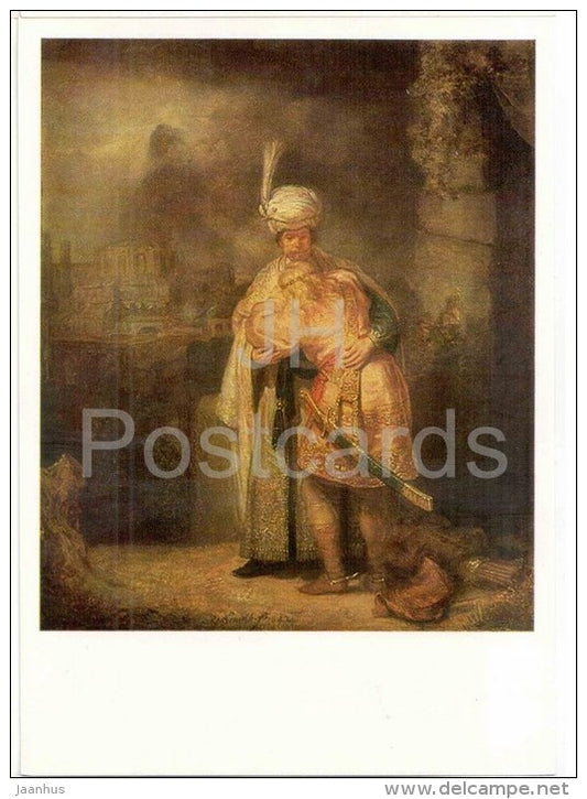 painting by Rembrandt - David´s Farewell to Jonathan , 1642 - dutch art - unused - JH Postcards