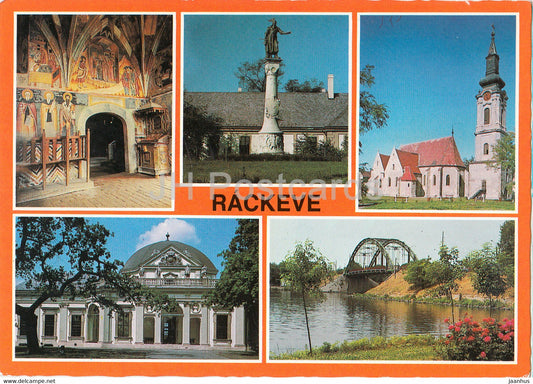 Rackeve - church - monument - bridge - multiview - 1985 - Hungary - used - JH Postcards