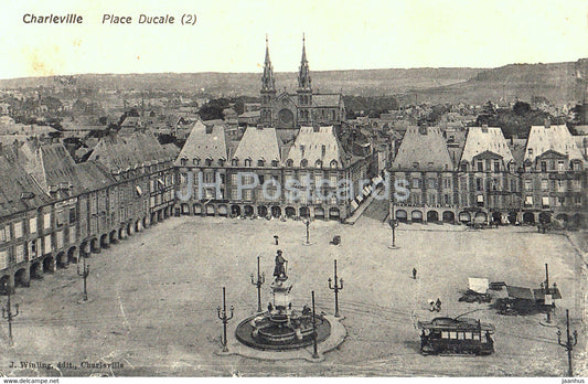 Charleville - Place Ducale - 2 - tram - old postcard - 1915 - France - used - JH Postcards