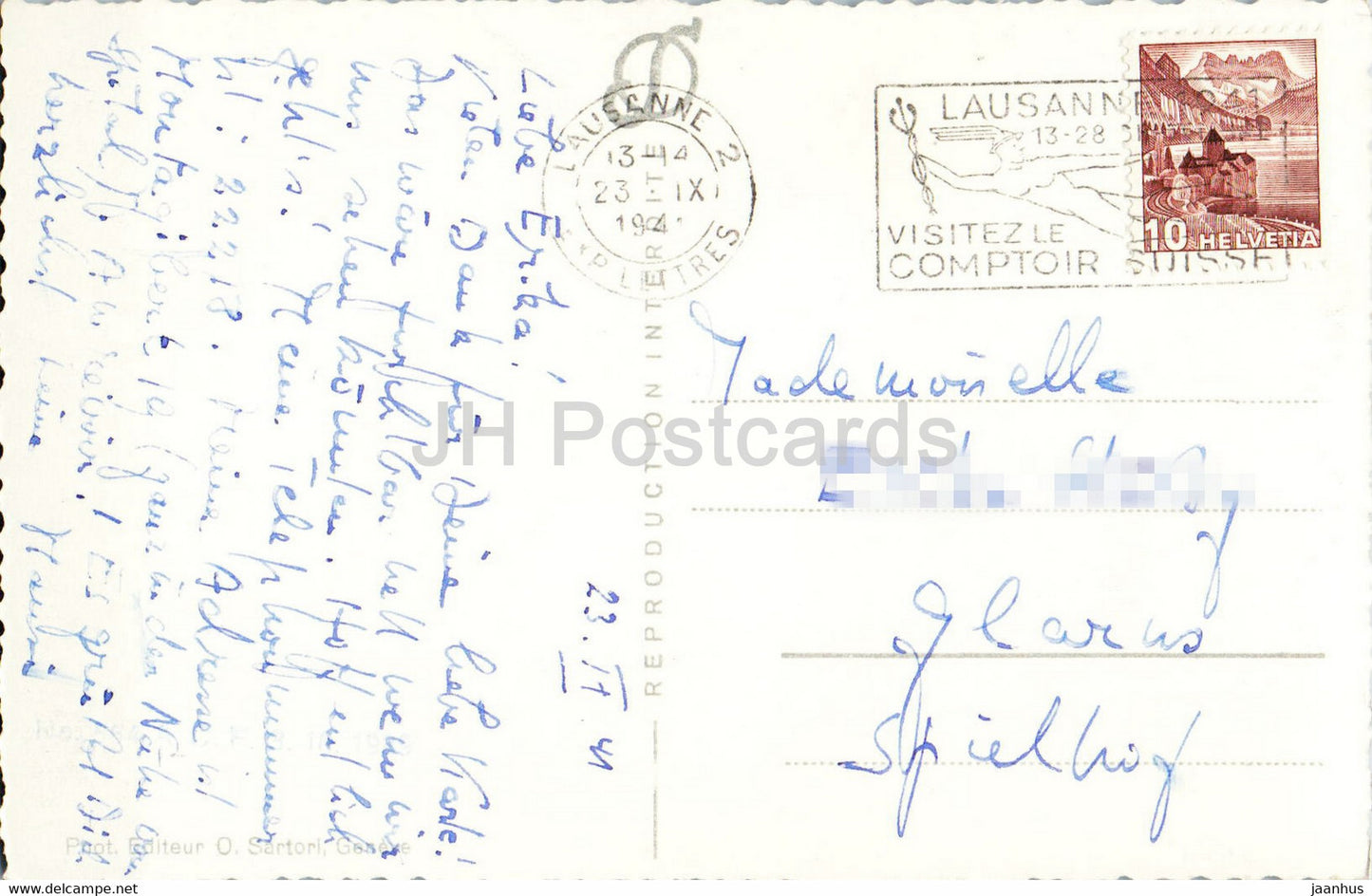 Lausanne - Vue Générale - 519 - carte postale ancienne - 1941 - Suisse - occasion