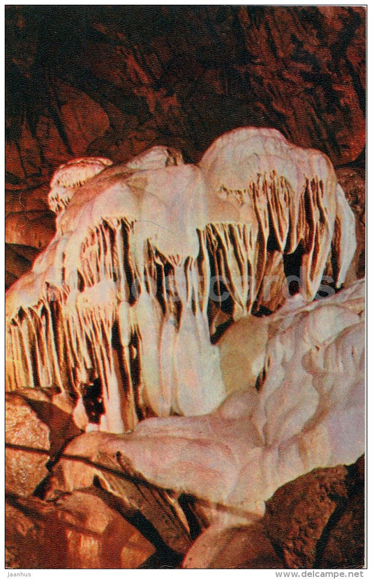 calcite lava in Tblisi Hall - New Athos Cave - Novyi Afon - Abkhazia - Turist - 1976 - Georgia USSR - unused - JH Postcards