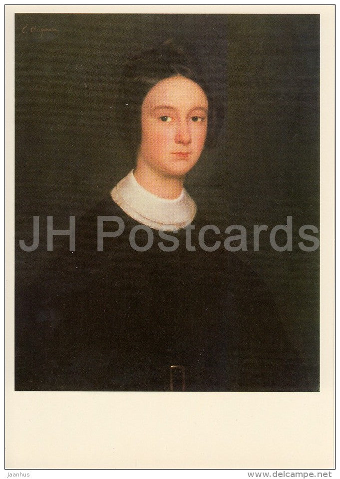 painting by Charles-Emile-Callande de Champmartin - Portrait of a Young woman - French art - Russia USSR - 1983 - unused - JH Postcards