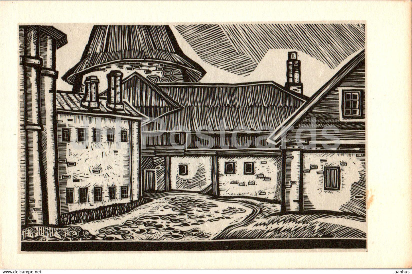 Solovki - Golovlenkova tower - graphics by V. Presnyakov - 1969 - Russia USSR - unused - JH Postcards