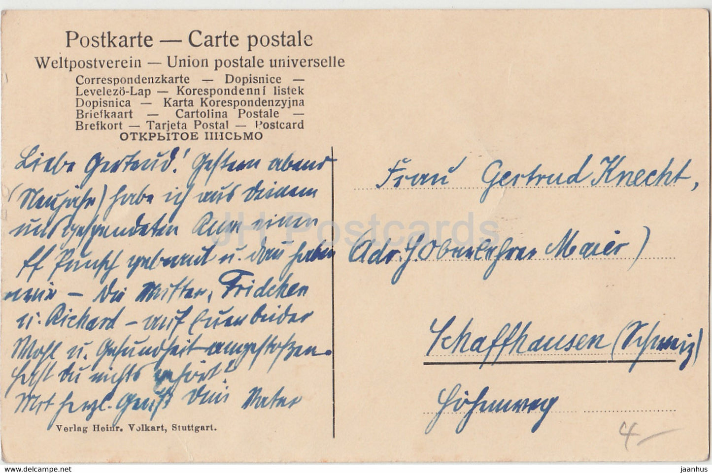 Schillers Abschied von seiner Mutter vor seiner Flucht nach Mannheim 1782 – Illustration – alte Postkarte – Deutschland gebraucht