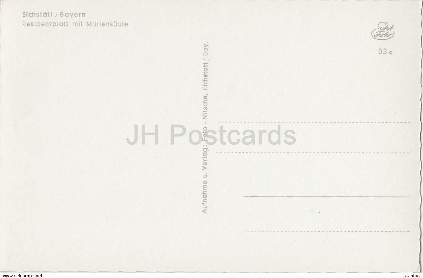 Eichstatt - Bayern - Residenzplatz mit Mariensaule - old postcard - Germany - unused