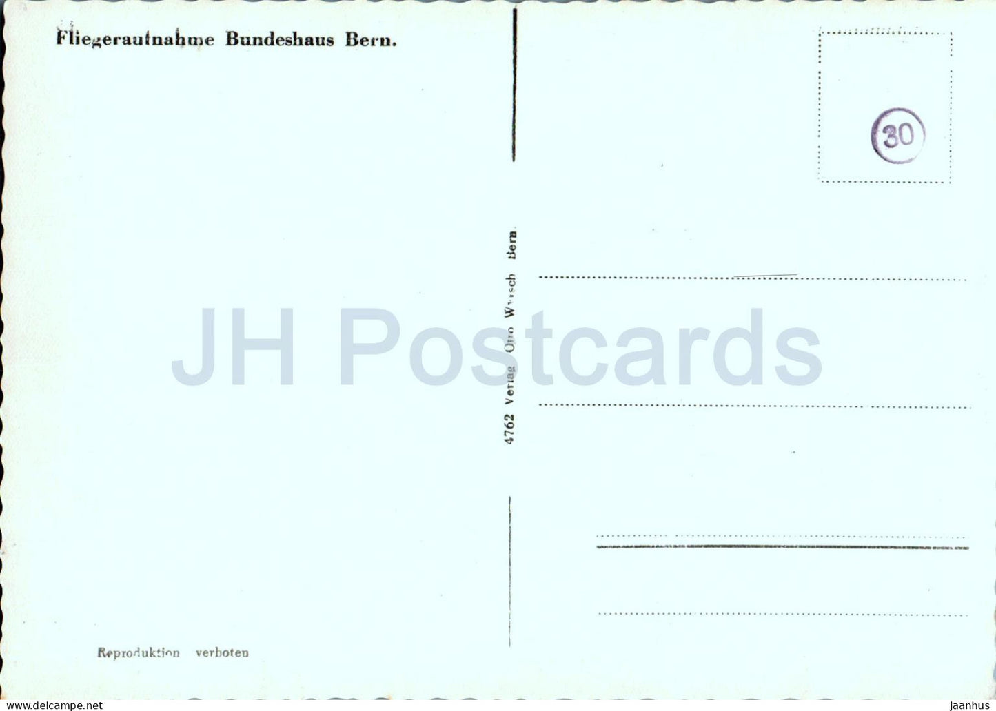 Bern - Bern - Fliegeraufnahme Bundeshaus Bern - 4762 - alte Postkarte - Schweiz - ungebraucht 