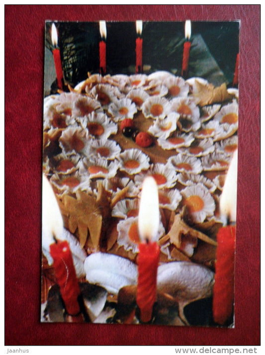 cake Daisy - recipes - Estonian Cuisine - 1973 - Russia USSR - unused - JH Postcards