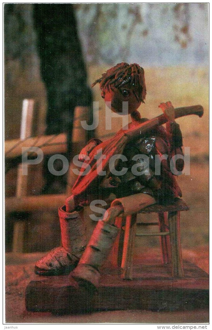 An Infant prodigy - balalaika - Magic of the Woods - wooden figures - 1971 - Russia USSR - unused - JH Postcards
