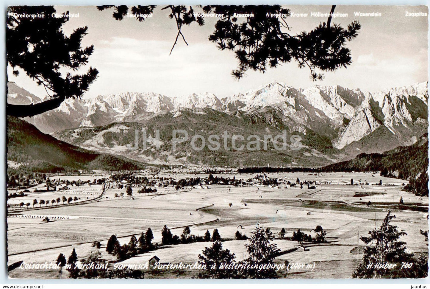 Laisachtal m Farchant - Garmisch Partenkirchen u Wettersteingebirge 2964 m - old postcard - 1956 - Germany - used - JH Postcards