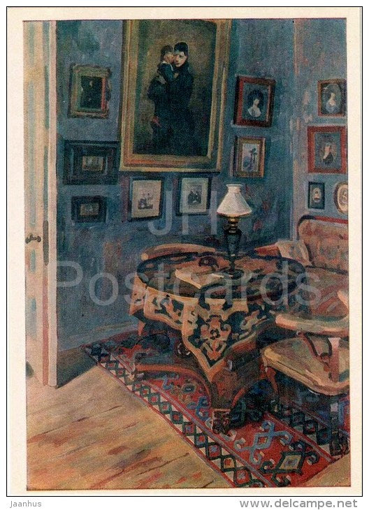 painting by A. Trofimov - Yasnaya Polyana . Living Room in the Tolstoy house - Leo Tolstoy - 1978 - Russia USSR - unused - JH Postcards