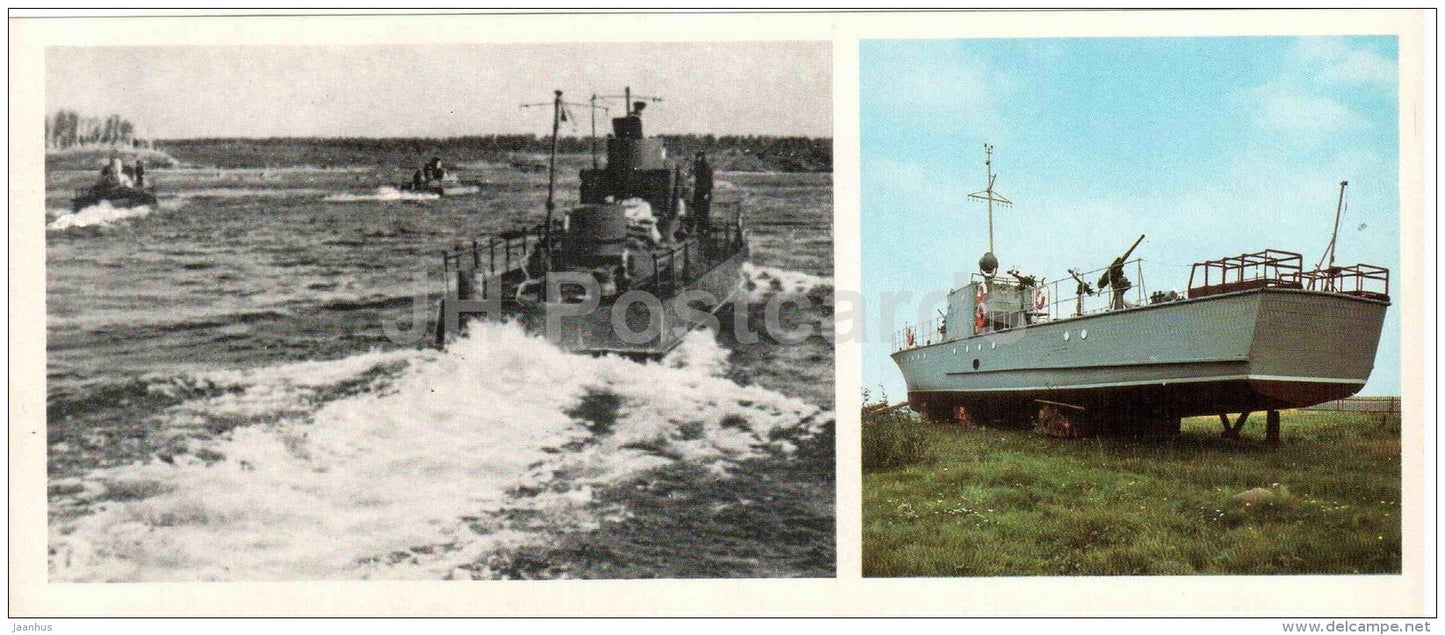 military ships - guard-ships - lake Ladoga - The Road of Life - Leningrad - 1977 - Russia USSR - unused - JH Postcards