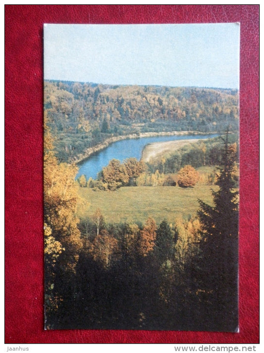 View on the Gauja river from Gleznotaju Hill , Sigulda - Latvia USSR - unused - JH Postcards
