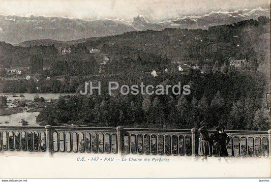 Pau - Le Chaine des Pyrenees - 147 - old postcard - 1921 - France - used - JH Postcards
