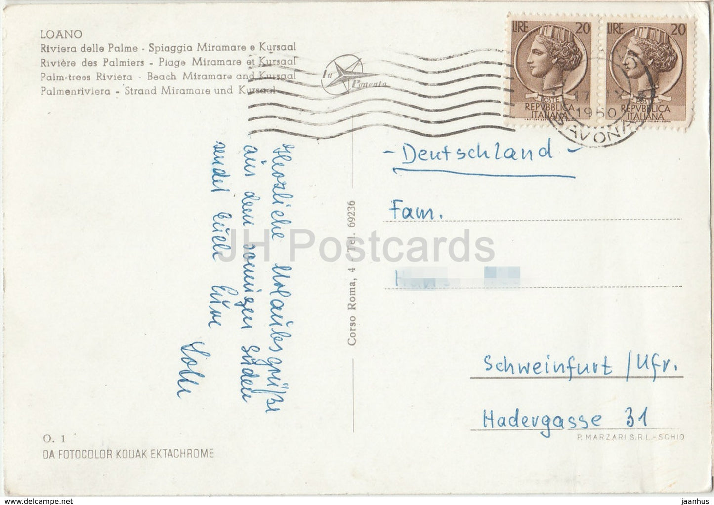 Loano - Riviera delle Palme - Spiaggia Miramare e Kursaal - beach - Italy - 1960 - used