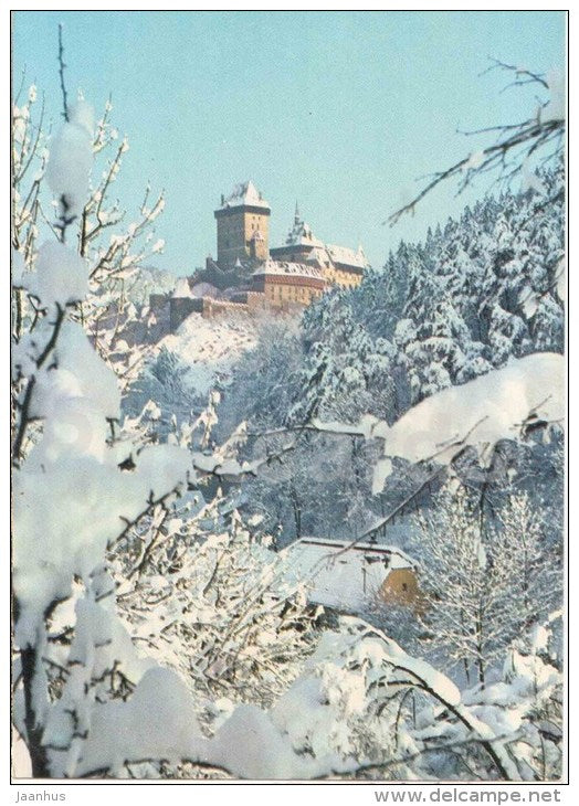 Karlstejn Castle in winter - Czechoslovakia - Czech - unused - JH Postcards