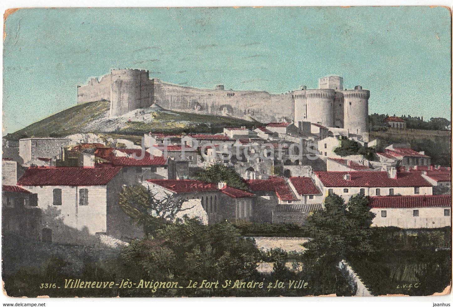 Villeneuve les Avignon - Le Fort St Andre & La Ville - 3316 - old postcard - 1922 - France - used - JH Postcards