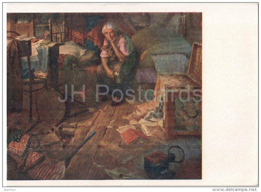 painting by S. Safaryan - Son taken away - woman - mother - armenian art - unused - JH Postcards