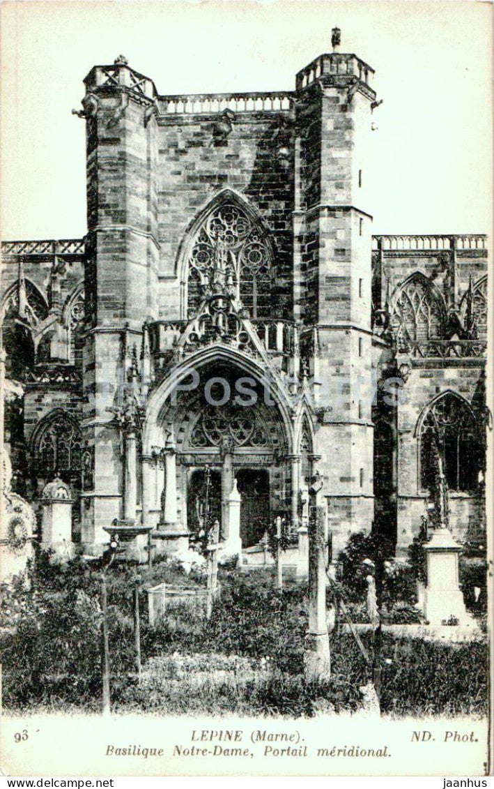 L'Epine - Basilique Notre Dame - Portail meridional - cathedral - 93 - old postcard - France - unused - JH Postcards